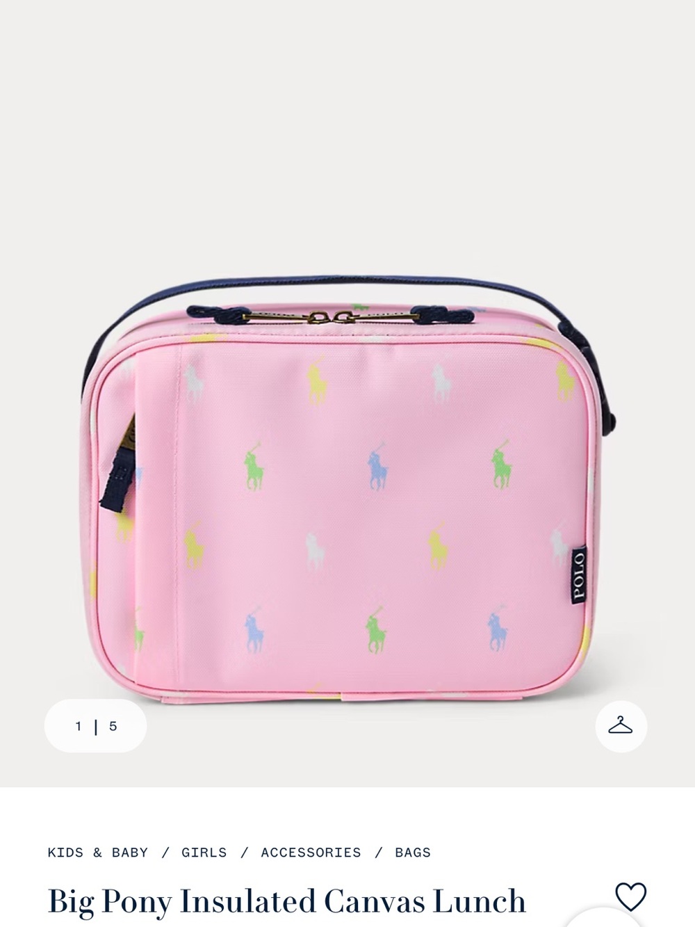 🛍🛍 BRAND NEW!!  POLO BIG INSULATED PONY CANVAS LUNCH TOTE in CARMEL PINK  🛍🛍